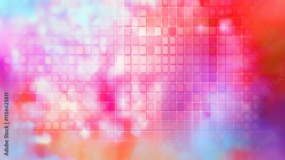 Aufkleber Colorful Geometric Abstract Background with Blurred Elements and Grid