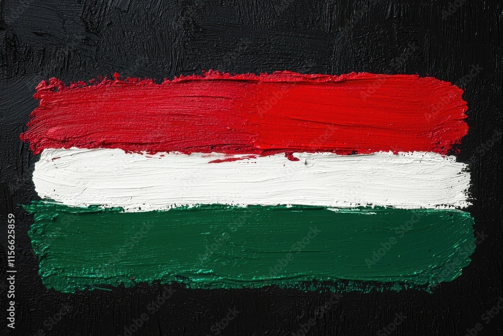 Poster abstract representation of hungary flag with brush stroke texture