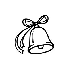 a line art drawing of a christmas bell coloring page