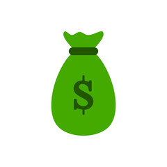 Vector icon of money bag, flat design money storage symbol.