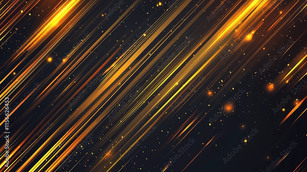 Wall mural Golden Streaks of Light: Abstract Background of Diagonal Lines 