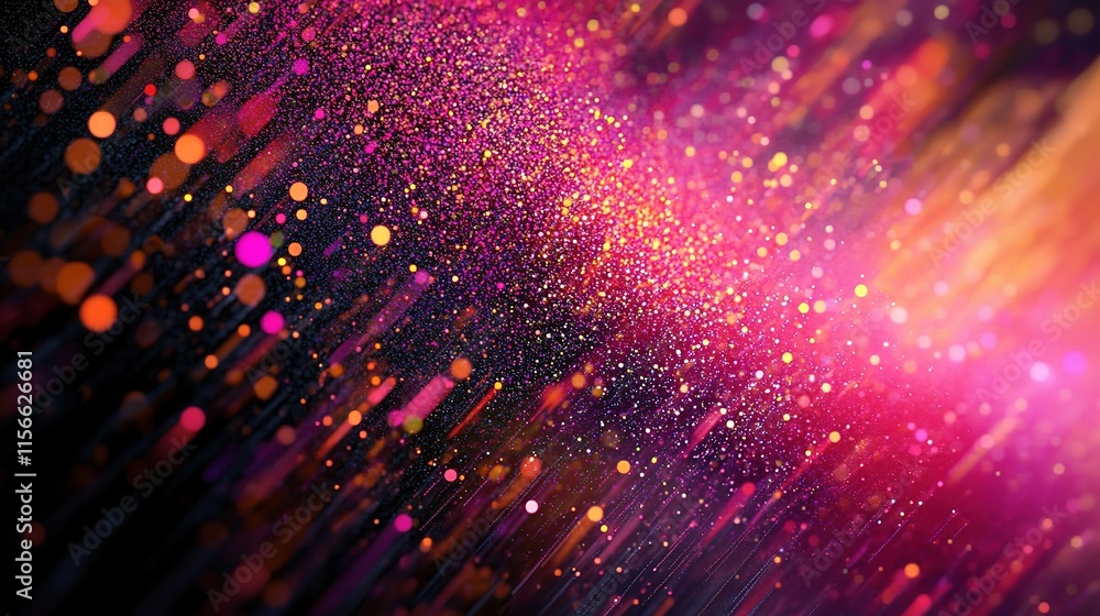 Poster colorful abstract background with dynamic particles and light effects