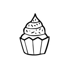 a line art drawing of a cupcake illustration