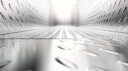 Abstract Silver Light Patterns in a White Panorama Perspective View