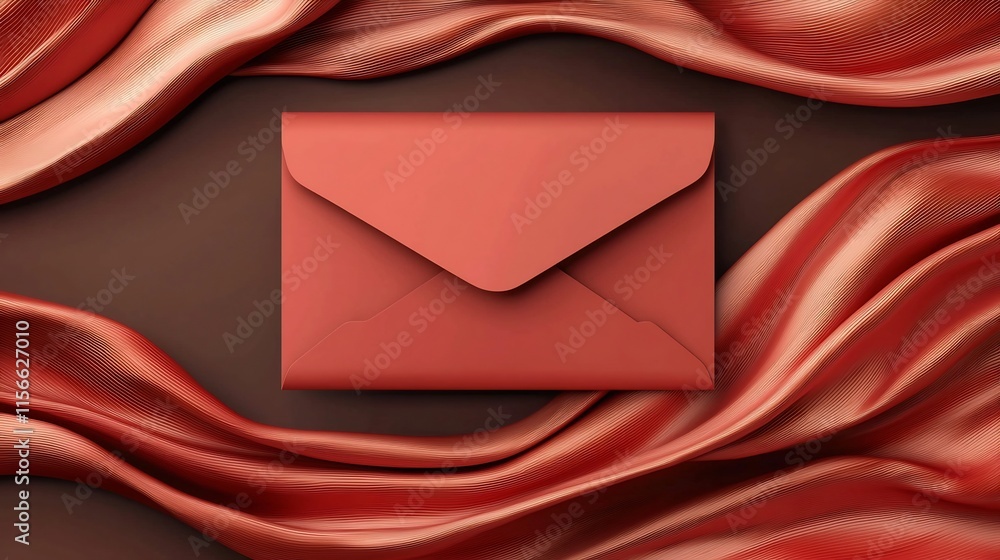 Poster elegant and ornate red envelope with a bold clean backdrop and open text area perfect for invitation