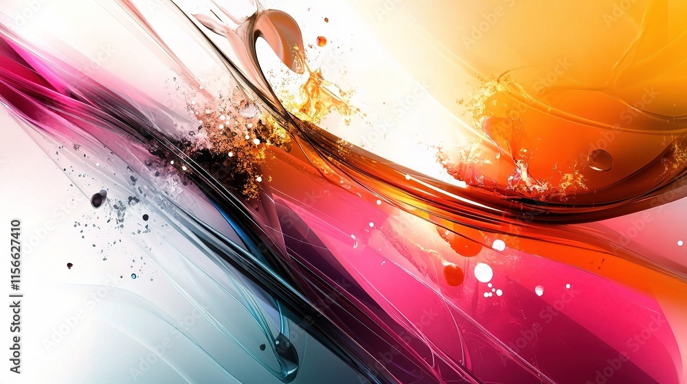 Poster abstract dynamic shapes with vibrant colors and fluid composition