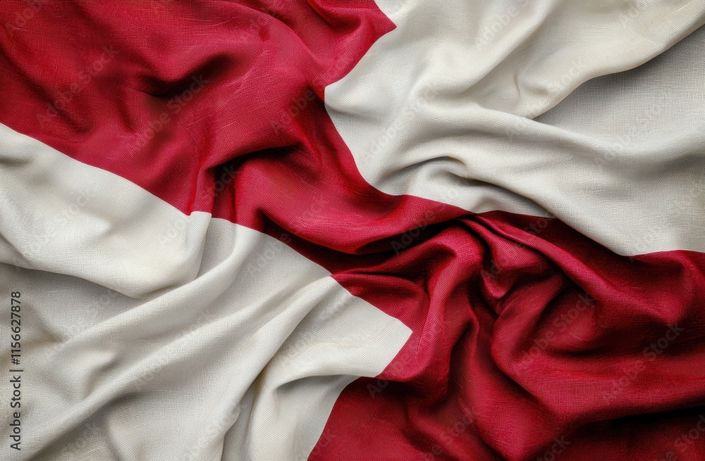 Poster close-up of smooth fabric with red and white color scheme