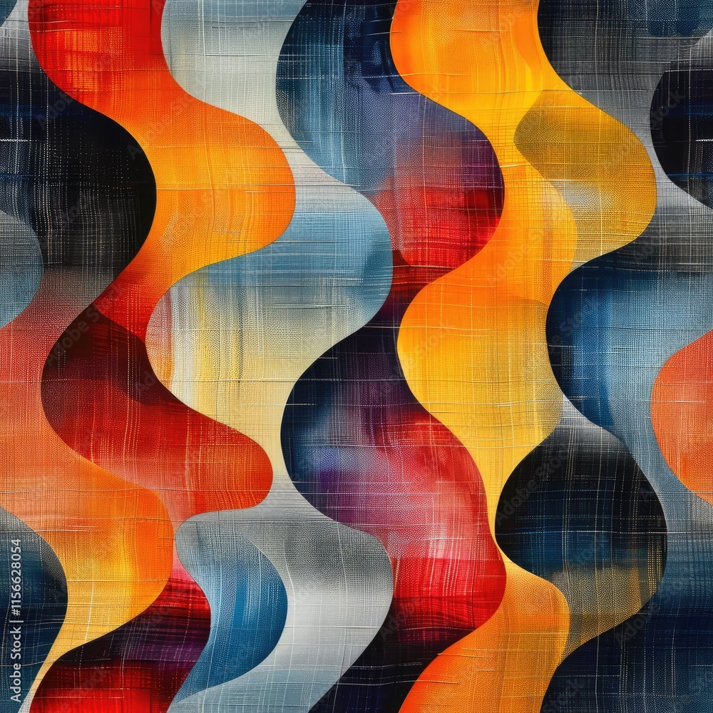 Aufkleber abstract wavy patterns in vibrant colors create a dynamic visual composition.