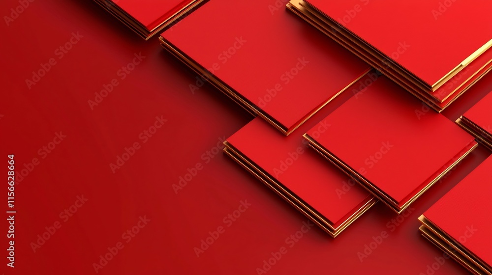 Poster rows of red envelopes with subtle gold accents and a clean text field in a 3d digital this image rep