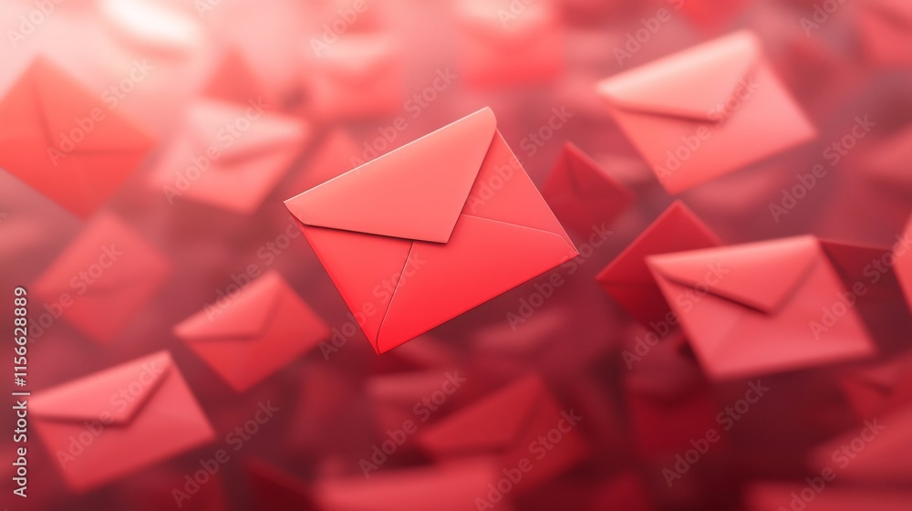 Poster soft focus red envelopes with a sharp clean text zone and an elegant festive 3d design this modern m