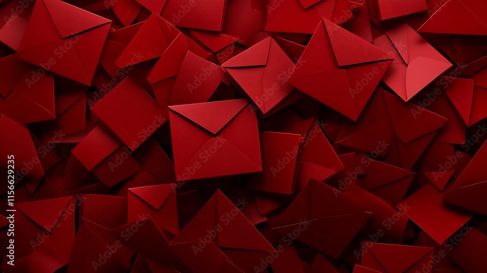 Poster red envelope cluster design with an open text layout showcasing a modern festive appeal in a 3d this