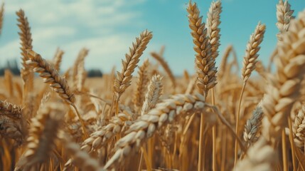 Fototapeta premium Vintage Scene of Wheat Crops Under Harsh Light