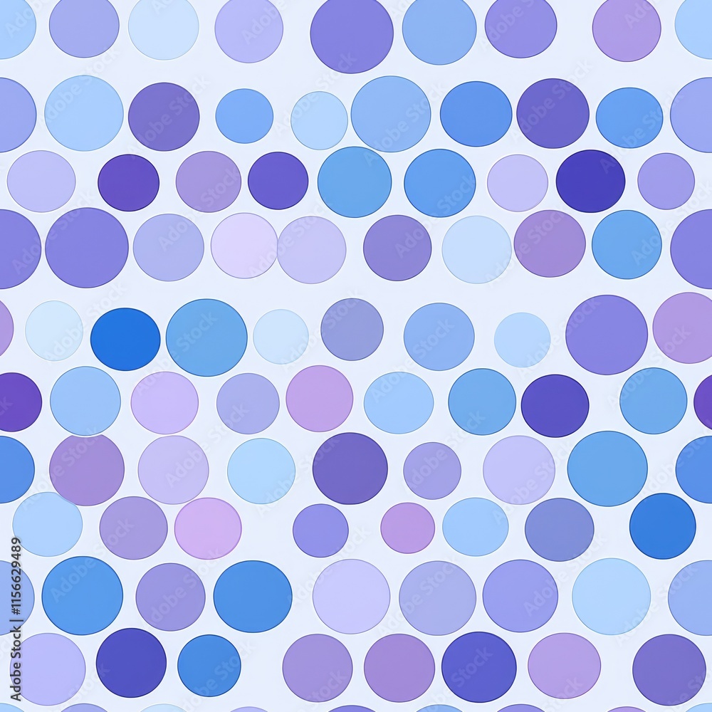 Poster a pattern of overlapping circles in various shades of blue and purple on a light background.