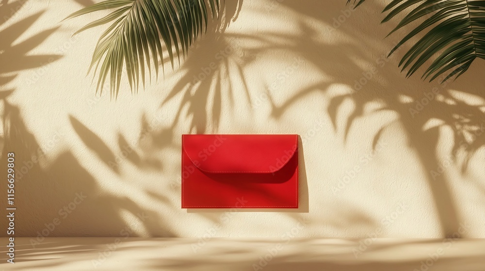 Poster elegant minimal traditional red envelope design with clean vibrant backdrop and text placeholder 3d 