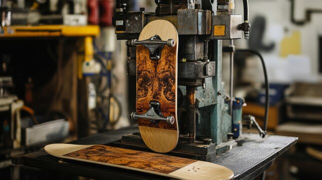 Custom Skateboard Manufacturing in Artisanal Workshop: Crafting Unique Designs with Precision Machinery