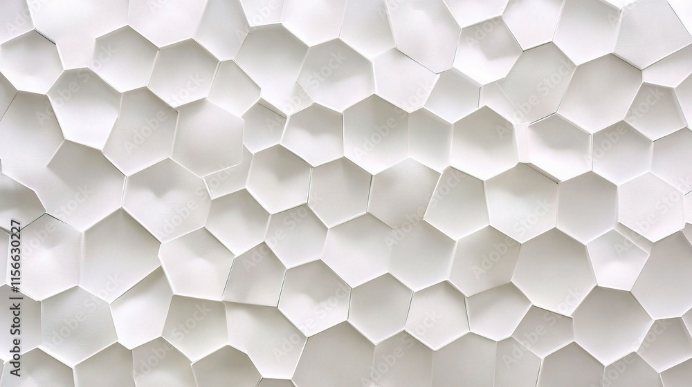 Poster White Hexagon Pattern Wall with Random Shifted Elements