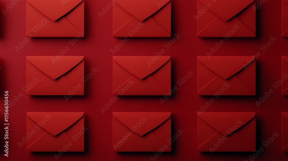 Poster elegant 3d of red envelopes on a sleek gradient background with a central text placeholder for festi