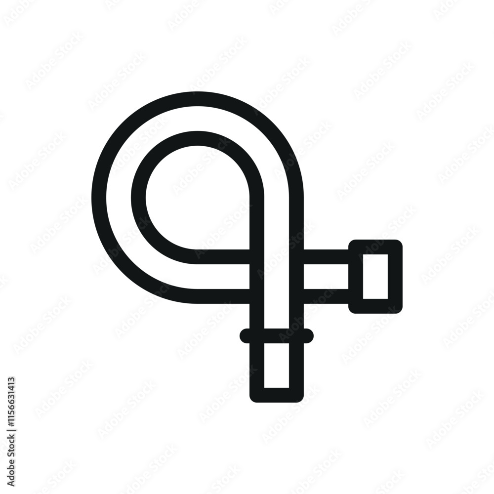Poster gas connection pipe isolated icon, bellows gas hose connector vector symbol with editable stroke