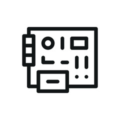 Boiler control board isolated icon, printed circuit ignition board for gas heater vector symbol with editable stroke