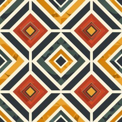 Obraz premium A geometric pattern featuring diamonds in earthy tones, suitable for textiles or wallpapers.