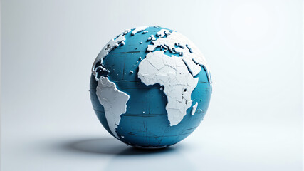 Fototapeta premium A vibrant blue and white globe showcasing continents and oceans for educational purposes.