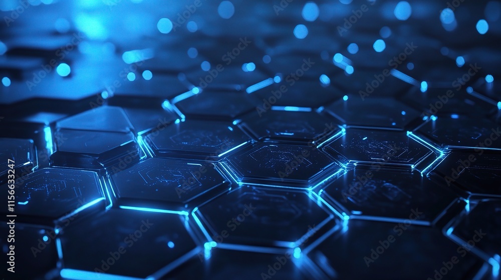 Aufkleber dark gray hexagonal technology background with glowing elements
