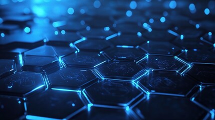Fototapeta premium Dark Gray Hexagonal Technology Background with Glowing Elements