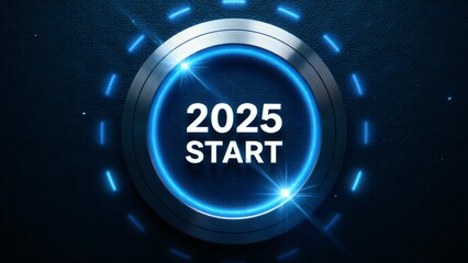 Fototapeta premium Pressing Start for 2025 with New Beginnings, Exciting Challenges and Opportunities to Thrive Together