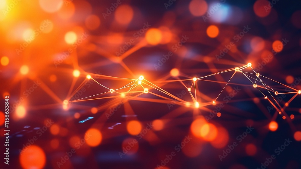 Aufkleber abstract digital circuit board with glowing lines and bokeh lights
