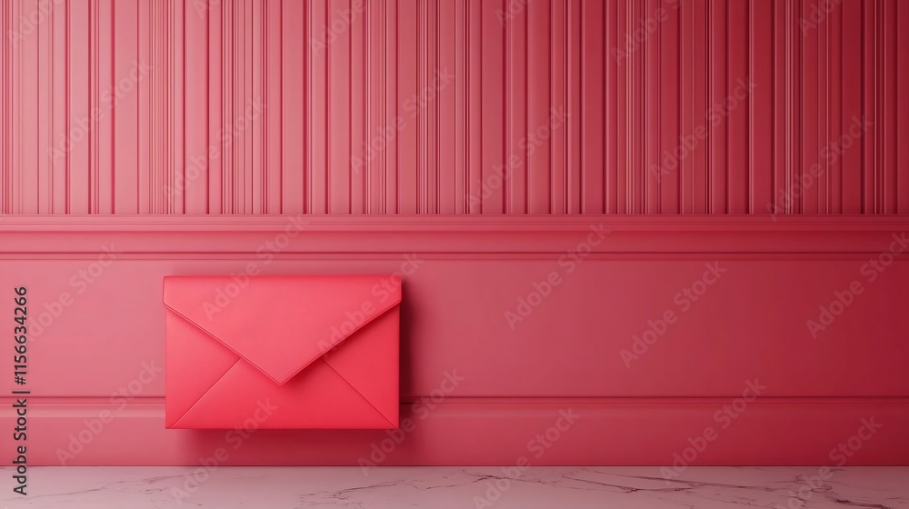 Poster stylish and minimal modern flat red envelope design with soft background and open text area 3d conce