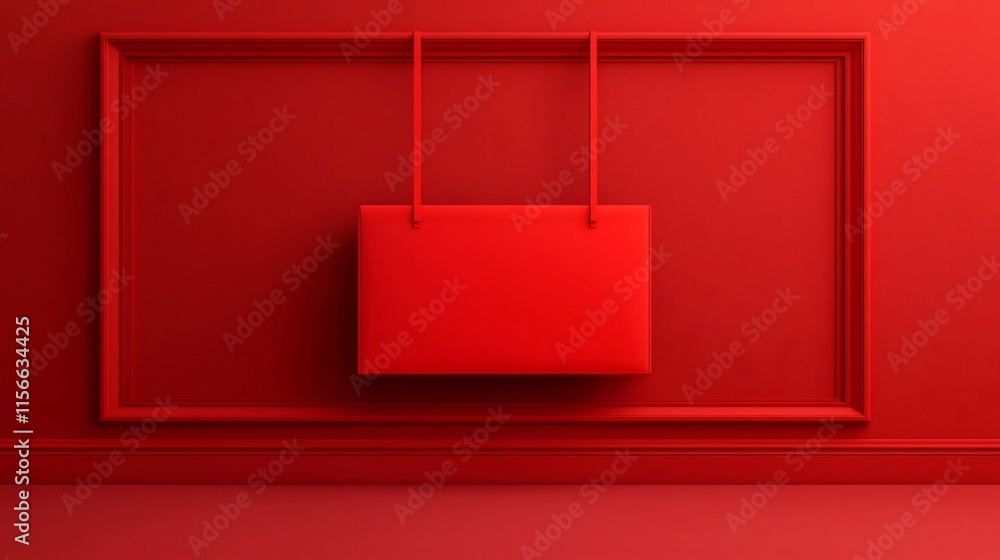 Poster sleek and modern 3d of a flat red envelope design with a soft blurred background and an open text ar