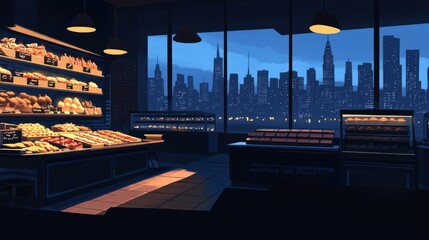 Fototapeta premium City Skyline View with Dramatic Studio Lighting