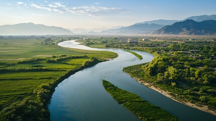 Fototapeta premium Experience the stunning beauty and rich history of China's majestic rivers as they meander through diverse landscapes and vibrant cultures.