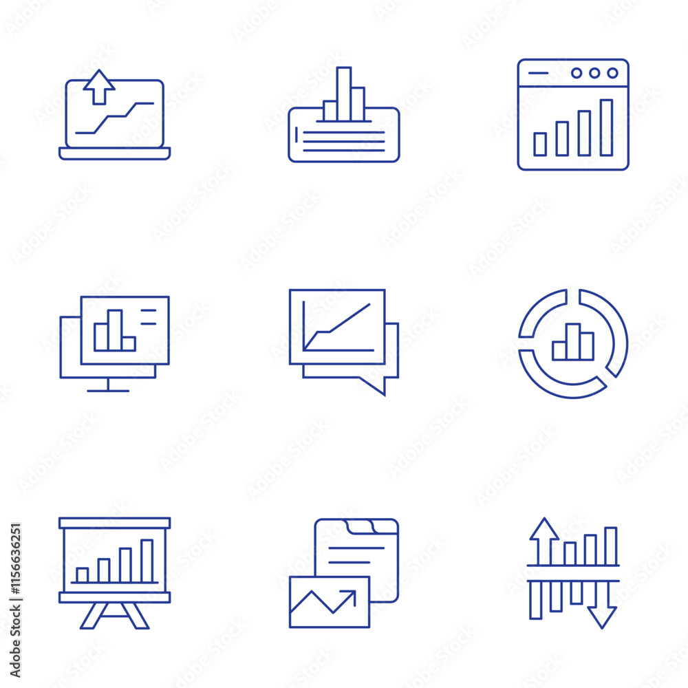 Aufkleber analytics icons set. thin line style, editable stroke. analysis, analytics, chart, data analytics, d