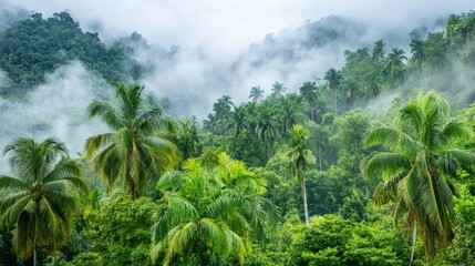Obraz premium Overcast Forest Landscape on Tropical Islands