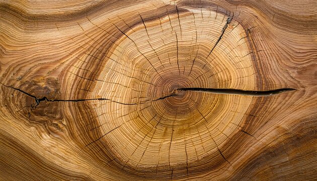 close-up of freshly cut oak wood with detailed growth rings and golden brown tones for natural design and rustic backgrounds
