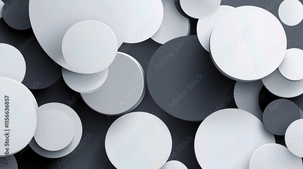 Poster abstract monochromatic circles: a visually captivating image featuring an array of overlapping circl
