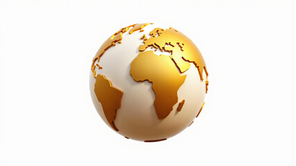Fototapeta premium A stunning 3D globe design featuring a golden surface highlighting continents and oceans.