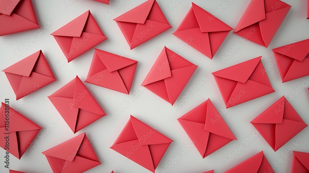 Poster spreading prosperity vibrant red envelopes floating on a clean white background in a striking 3d wit
