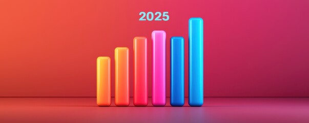 Fototapeta premium A colorful bar graph representing growth projections for the year 2025.