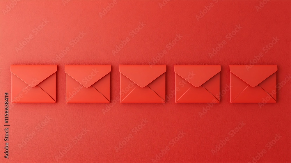 Poster abstract overlapping red envelopes with seamless festive theme and editable text field in 3d elegant