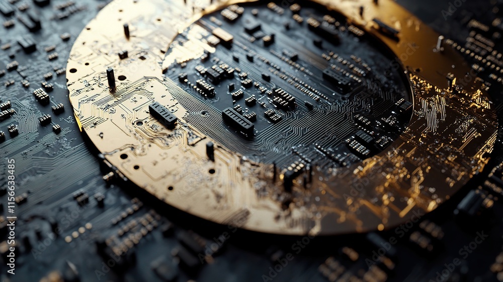 Poster abstract technology concept with half circle and circuit board design