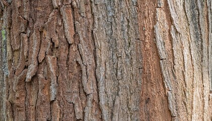 Obraz premium close-up of teak tree bark with deep cracks and textured surface showcasing natural weathering and organic patterns for nature and material design 