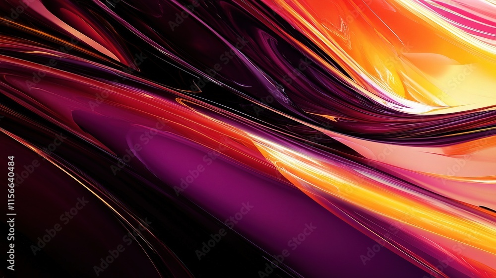 Poster modern abstract art with intersecting bold lines in vibrant colors