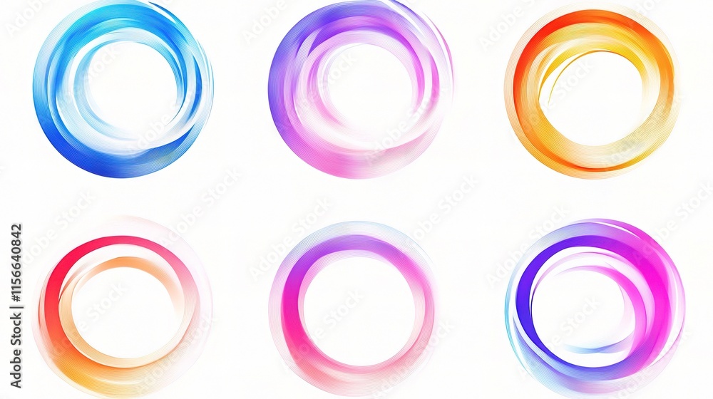 Poster abstract circular patterns with gradient colors in smooth design