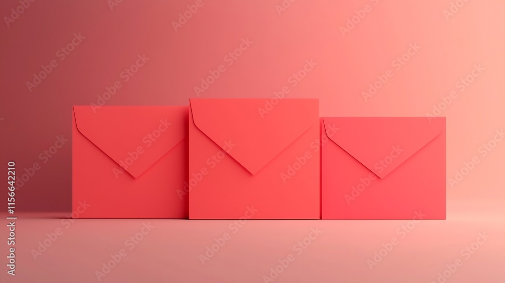 Poster elegant and glowing red envelopes floating on a gradient background with a spacious text zone presen