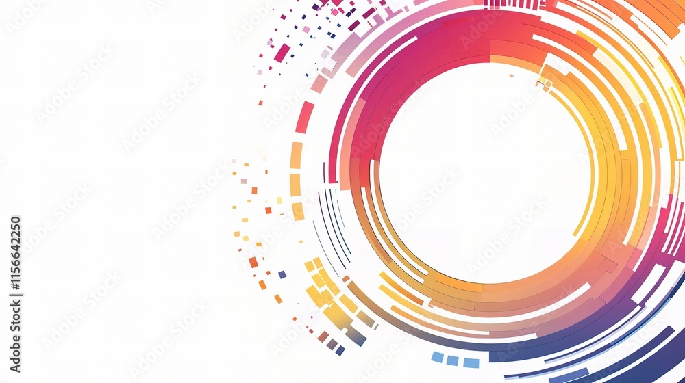 Poster abstract circular pattern design with gradient colors and shapes