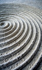 Naklejka premium Detailed view of intricate sand spiral formations with textured lines and harmonious circular design, perfect mobile wallpaper background