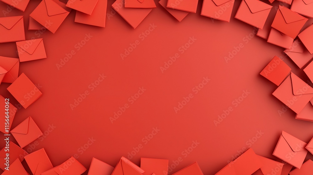 Poster festive red envelope border frame with clean space for text layout 3d for chinese new year or holida