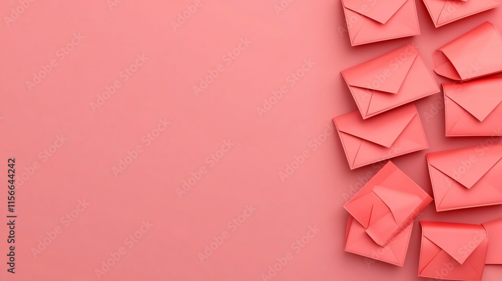 Poster beautifully designed 3d of a festive border made of vibrant red envelopes creating a clean and elega
